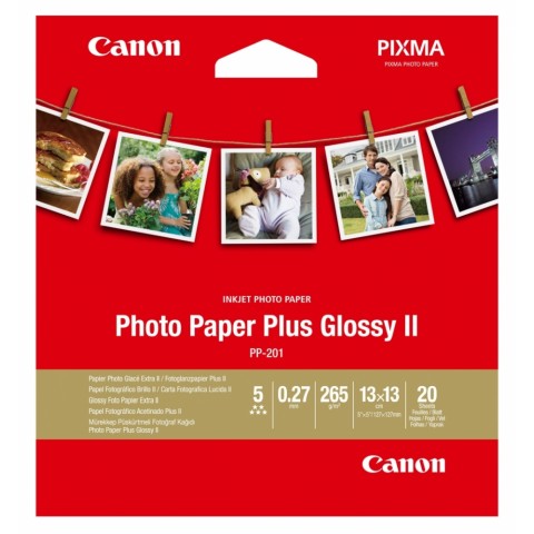 Фотохартия Canon Photo Paper Plus Glossy II PP-201, 5x5 инча, 20 листа